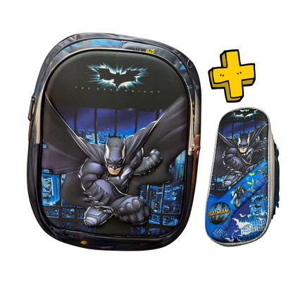 Mochila Escolar + Cartuchera, Varios Personajes, Estampa 3d